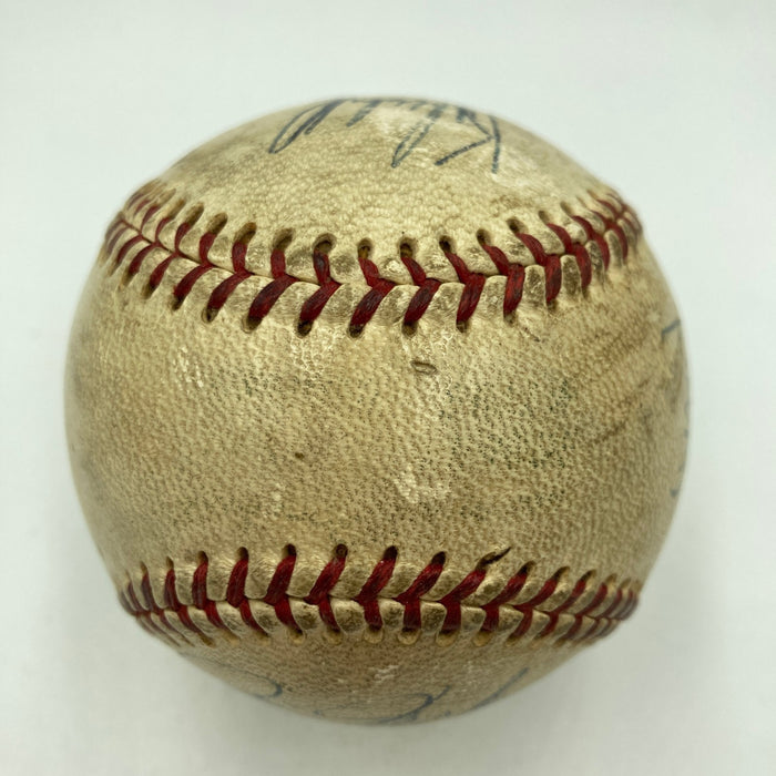 Ernie Banks Ron Santo Billy Williams Chicago Cubs Legends Signed Baseball JSA