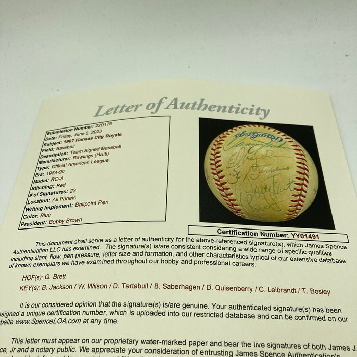 Bo Jackson & George Brett 1987 Kansas City Royals Team Signed Baseball JSA COA