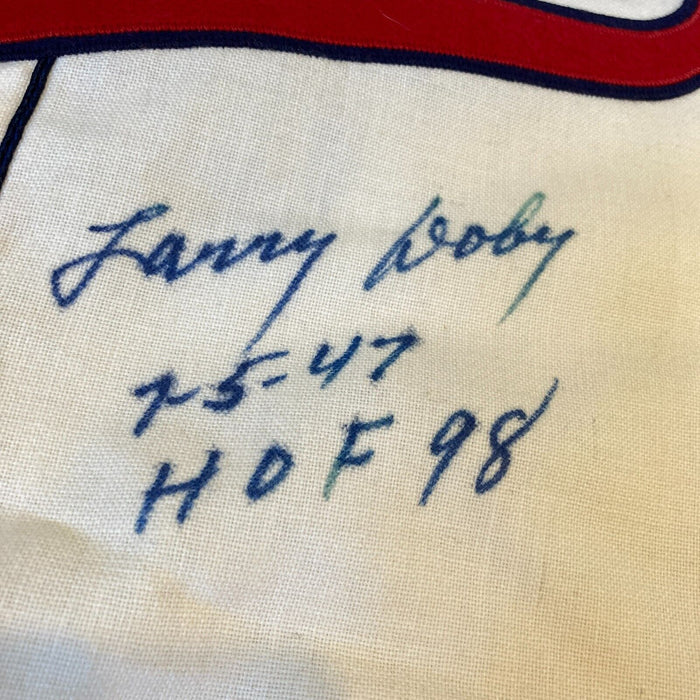 Larry Doby 7-5-1947 Broke Color Barrier HOF 1998 Signed Indians Jersey JSA COA