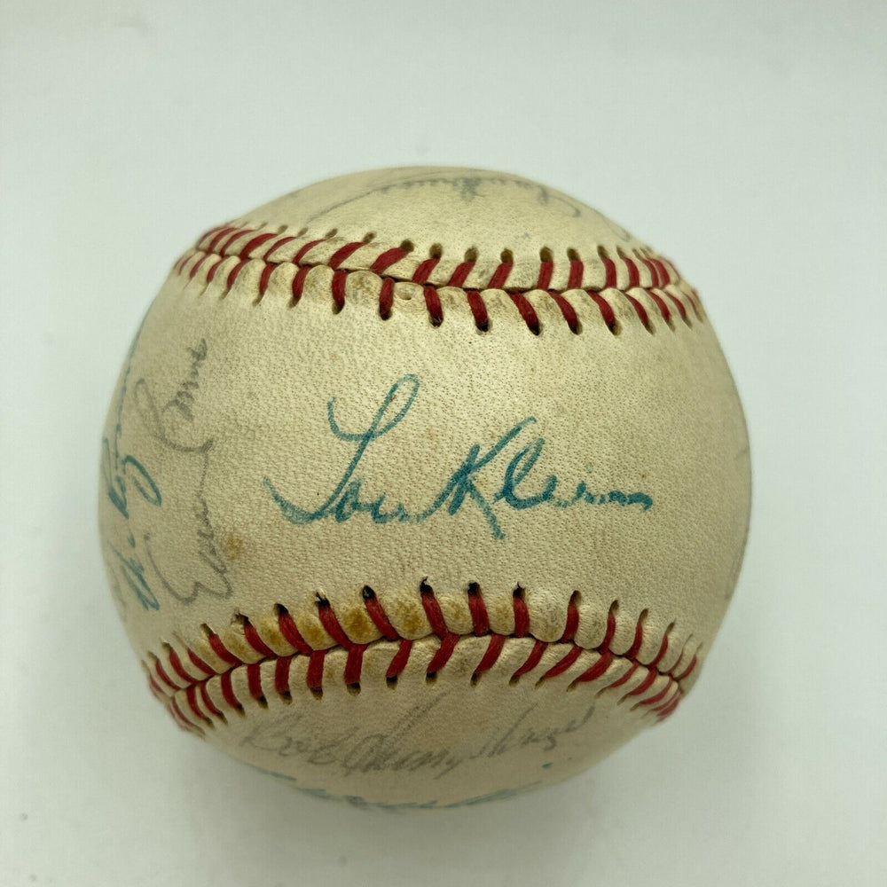 1965 Chicago Cubs Team Signed Vintage Wilson Baseball Ernie Banks JSA COA