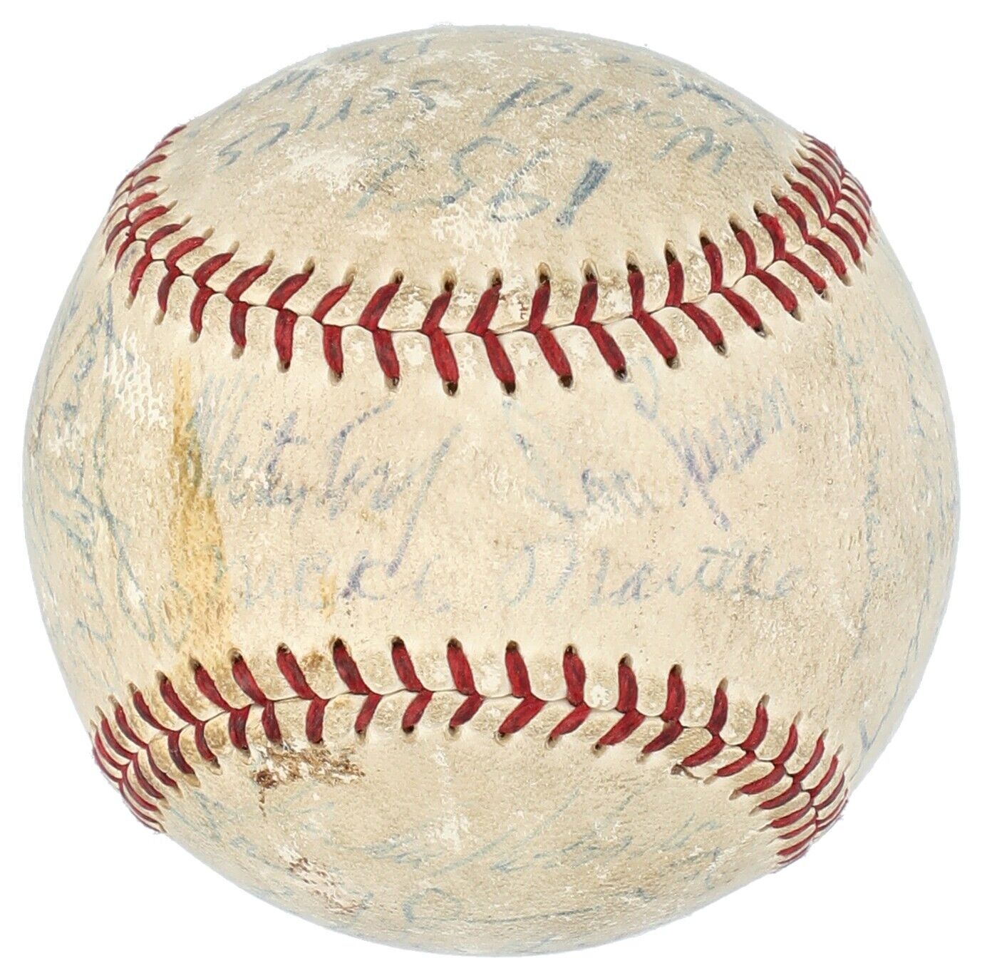 Jackie Robinson & Mickey Mantle Signed 1955 World Series Game Used Baseball PSA