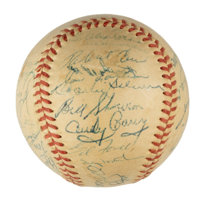 1956 New York Yankees World Series Champs Team Signed Baseball Mickey Mantle PSA