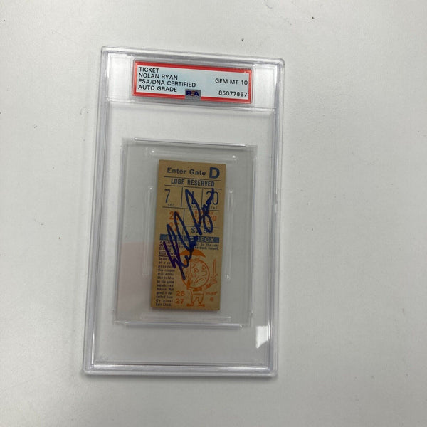 Nolan Ryan Signed 1967 New York Mets Ticket PSA/DNA GEM MT 10