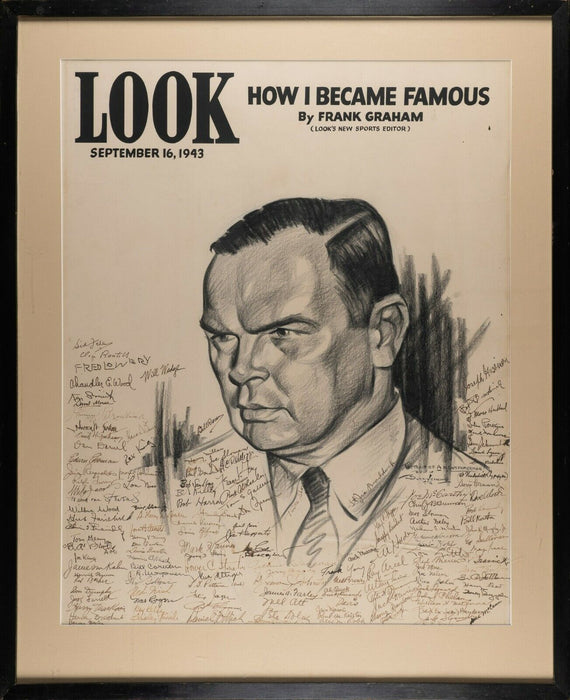 1943 Look Magazine Original Artwork With 143 Sigs Mel Ott Toots Shor Ed Sullivan