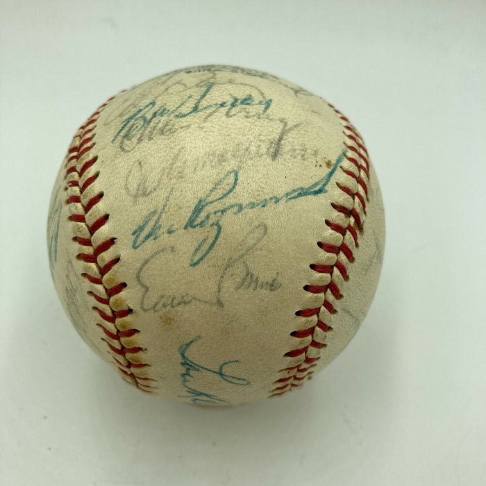 1965 Chicago Cubs Team Signed Vintage Wilson Baseball Ernie Banks JSA COA