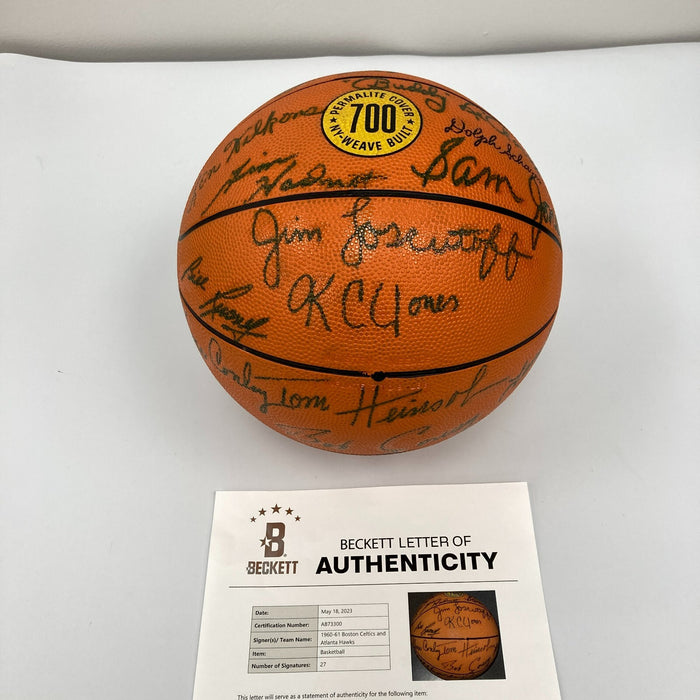 Bill Russell Red Auerbach Boston Celtics HOF Legends Signed Basketball Beckett