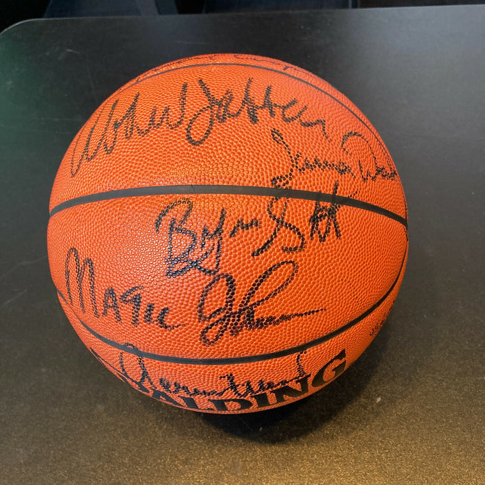 1986-87 Los Angeles Lakers NBA Champs Team Signed Basketball UDA Upper Deck COA