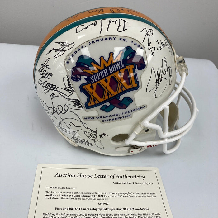NFL Hall Of Fame Legends Multi Signed 1997 Super Bowl Helmet JSA COA
