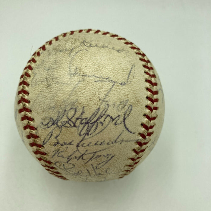 1961 New York Yankees W.S. Champs Team Signed Baseball Mickey Mantle Maris BAS