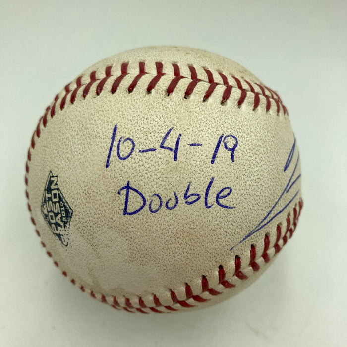 Ronald Acuna Signed 2019 NLDS Actual Hit Game Used Baseball Double JSA & MLB COA