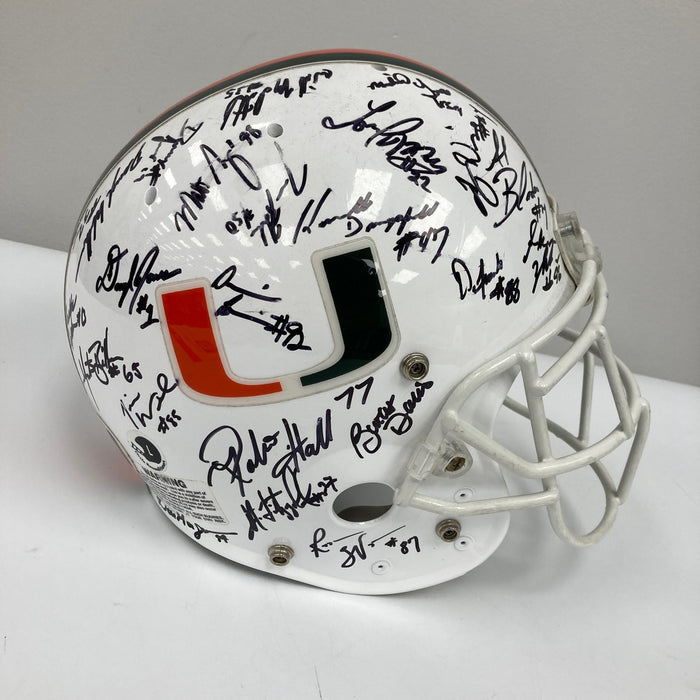 1998 Miami Hurricane Team Signed Game Issued Helmet 41 Sigs PSA DNA COA