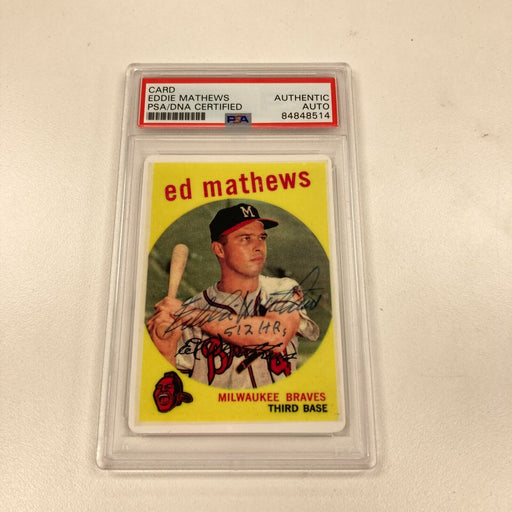 1959 Topps Eddie Mathews 512 Home Runs Signed Porcelain Baseball Card PSA DNA