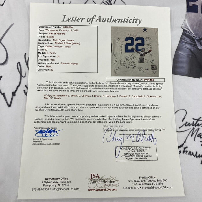 NFL Hall Of Fame Running Backs Multi Signed Mitchell & Ness Jersey 24 Sigs JSA