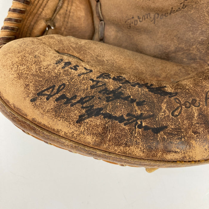 Joe Pignatano 1957 Brooklyn Dodgers Signed Spalding Game Used Catcher's Mitt JSA