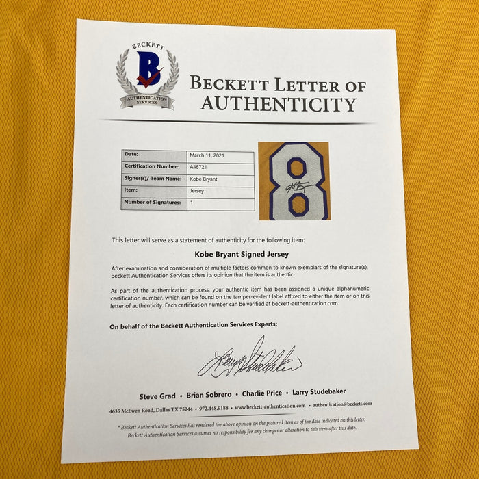 Kobe Bryant Signed 1999 Finals Los Angeles Lakers Pro Cut Jersey Beckett & PSA