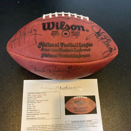 John Elway Dan Marino Jim Kelly Quarterback Greats Signed Game Football JSA COA