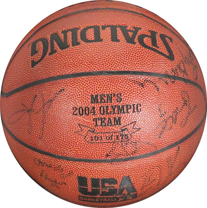 Lebron James Rookie 2004 Olympics Team USA Signed Basketball Tim Duncan JSA COA