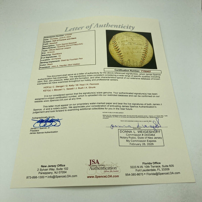 Historic 1922 Hall Of Fame Multi Signed Baseball Herb Pennock JSA COA