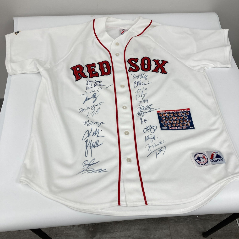 2004 Boston Red Sox World Series Camps Team Signed Majestic Jersey PSA DNA COA