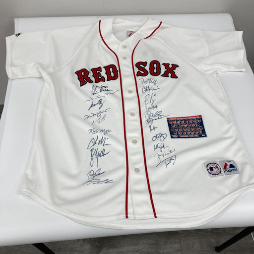 2004 Boston Red Sox World Series Camps Team Signed Majestic Jersey PSA DNA COA