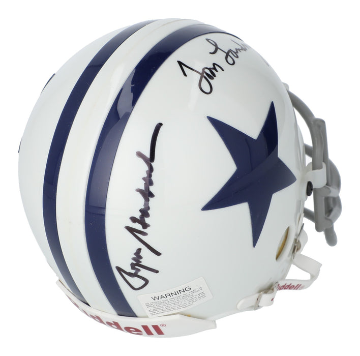 Tom Landry & Roger Staubach Dual-Signed Dallas Cowboys Mini-Helmet - JSA COA
