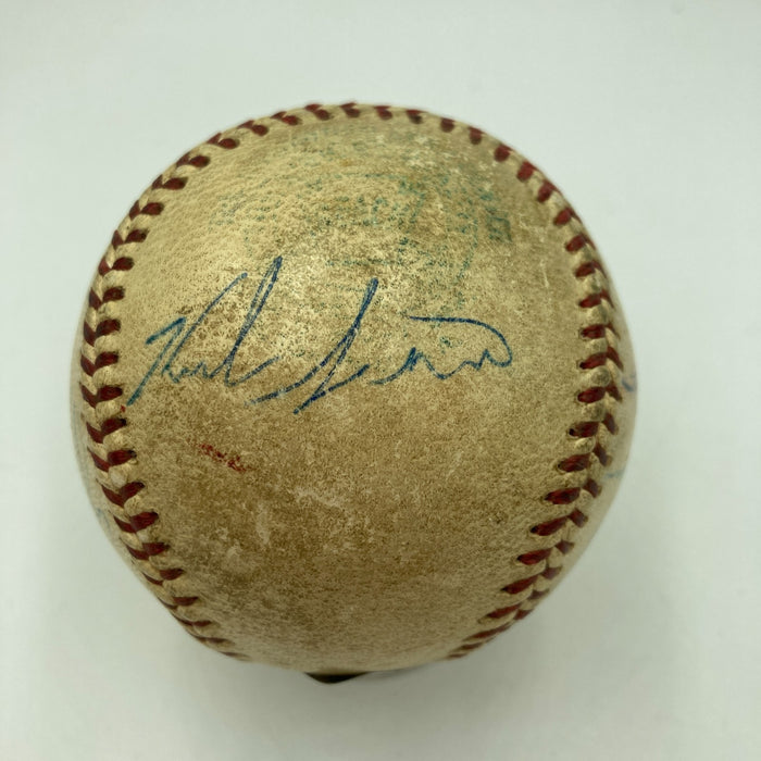 Roger Maris Rookie 1957 Cleveland Indians Team Signed AL Baseball KSA COA