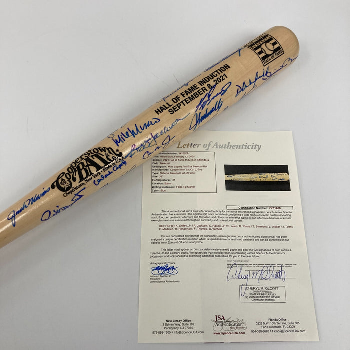 2021 Hall Of Fame Induction Multi Signed Baseball Bat 31 Sigs Derek Jeter JSA