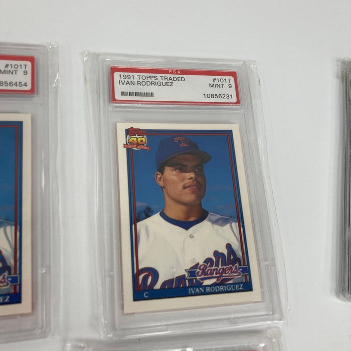 Lot Of (15) 1990 & 1991 Ivan Rodriguez Rookie PSA Graded Baseball Cards Topps...