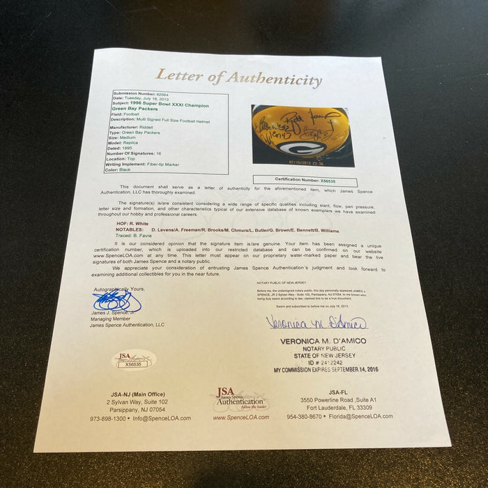 1996 Green Bay Packers Super Bowl Champs Team Signed Full Size Helmet JSA COA