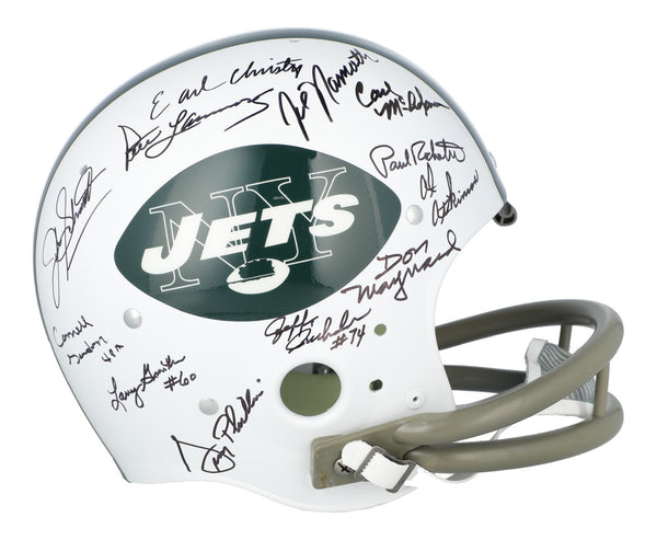 1969 New York Jets Super Bowl Champs Team Signed Authentic Game Helmet Steiner