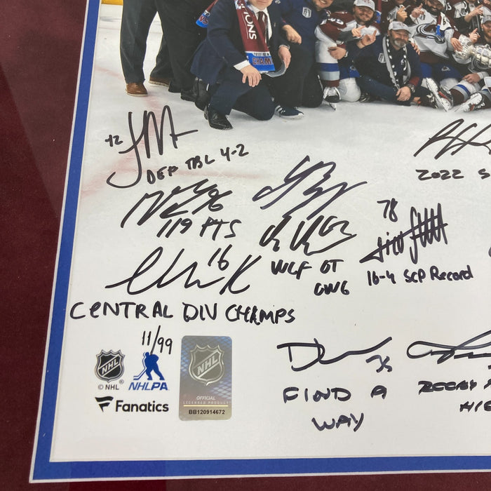 2022 Colorado Avalanche Stanley Cups Champs Team Signed 16x20 Photo Beckett COA