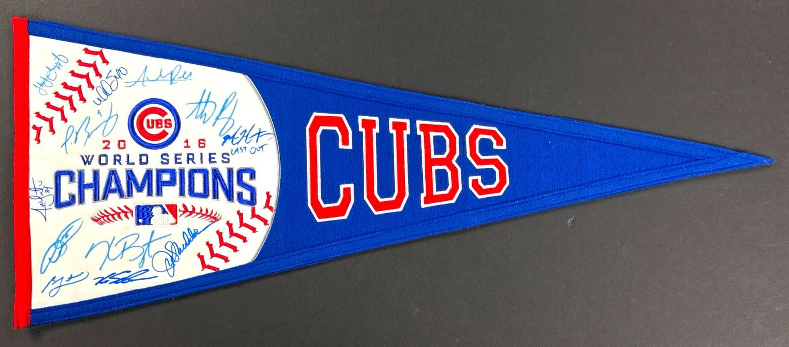 2016 Chicago Cubs World Series Champs Team Signed Large Pennant Beckett COA