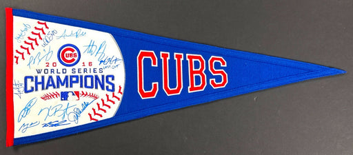 2016 Chicago Cubs World Series Champs Team Signed Large Pennant Beckett COA