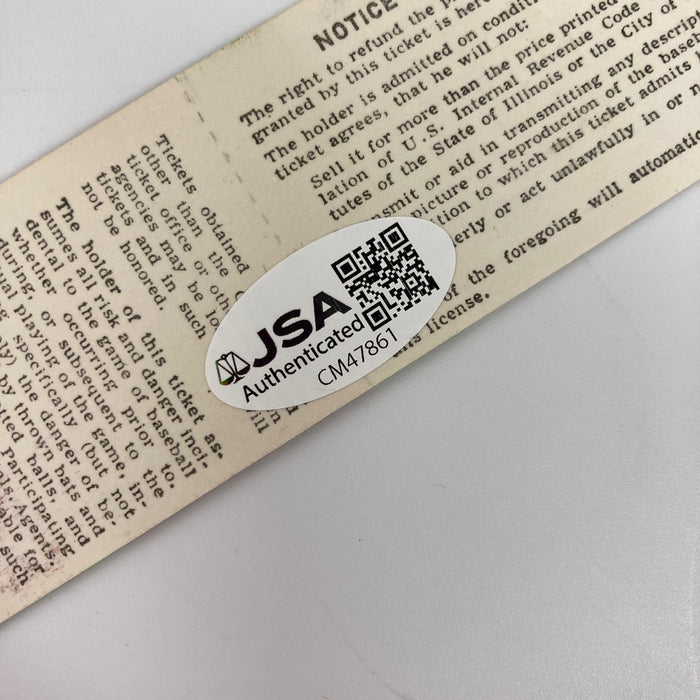 Ron Santo Signed 1976 Chicago Cubs Full Ticket JSA COA