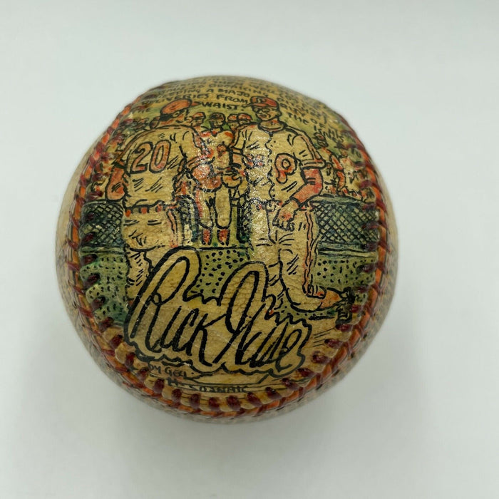 Beautiful Hand Painted George Sosnak Folk Art Baseball Rick Wise 1/1 Signed