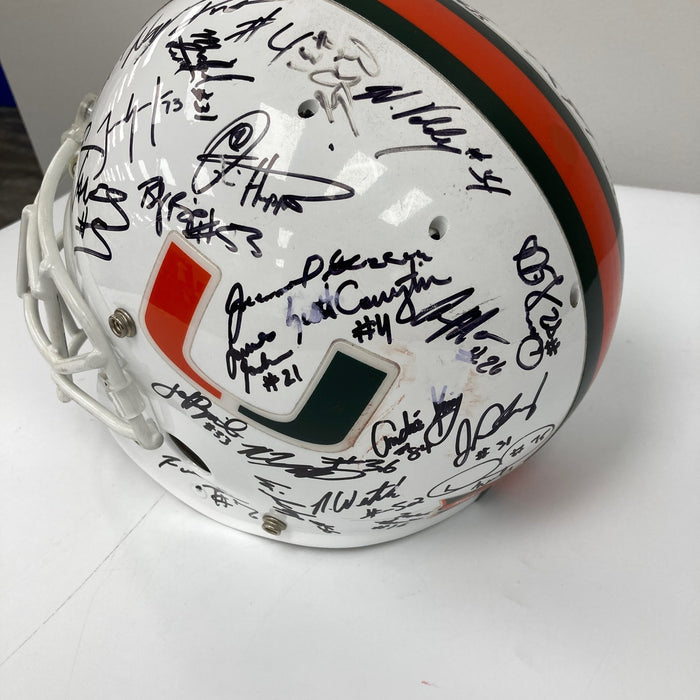 1998 Miami Hurricane Team Signed Game Issued Helmet 41 Sigs PSA DNA COA