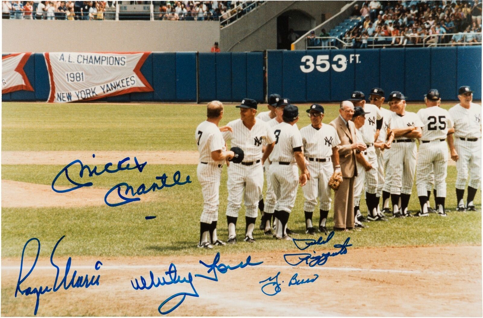 Mickey Mantle Roger Maris Whitey Ford Yankees Legends Signed Photo PSA DNA COA