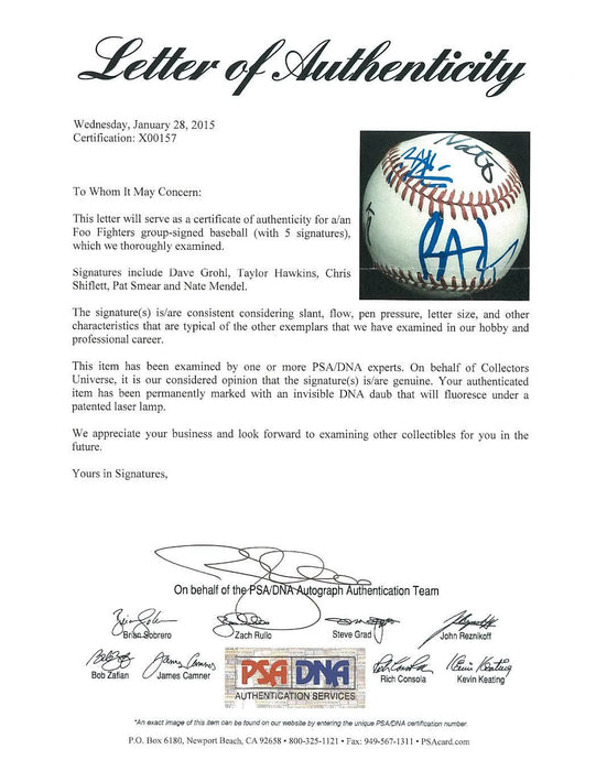 Taylor Hawkins Foo Fighters Band Multi Signed Baseball Expletive Drawing PSA DNA
