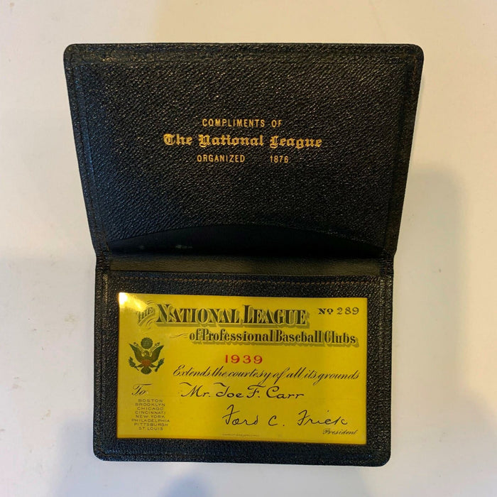 Joe Carr Personal Original National League Baseball Pass From 1939 Season