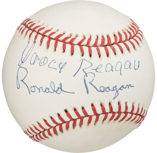 The Finest President Ronald Reagan & Nancy Reagan Signed Baseball PSA DNA 10