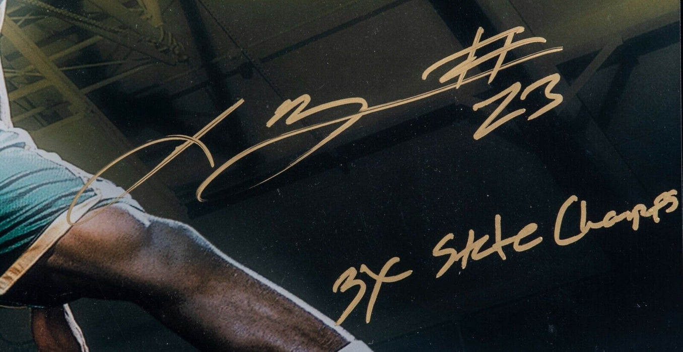 LeBron James Pre Rookie Signed Inscribed St. Mary Game Used Floorboard UDA COA