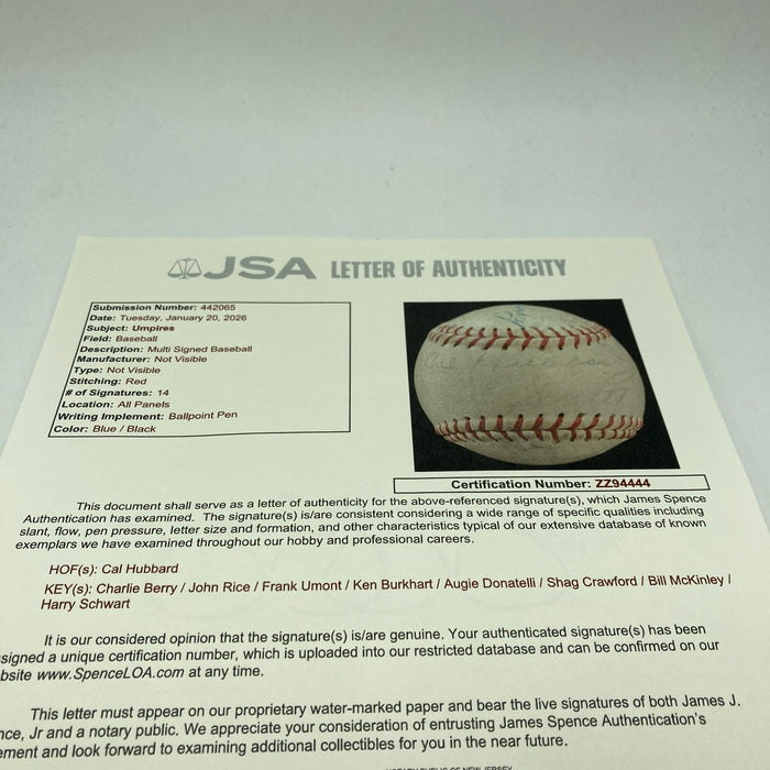 Cal Hubbard Sweet Spot Signed Baseball Hall Of Fame JSA COA