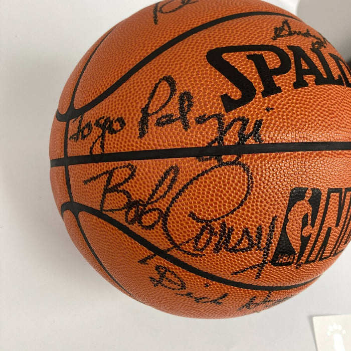 1956-57 Boston Celtics NBA Champs Team Signed Game Basketball Beckett COA
