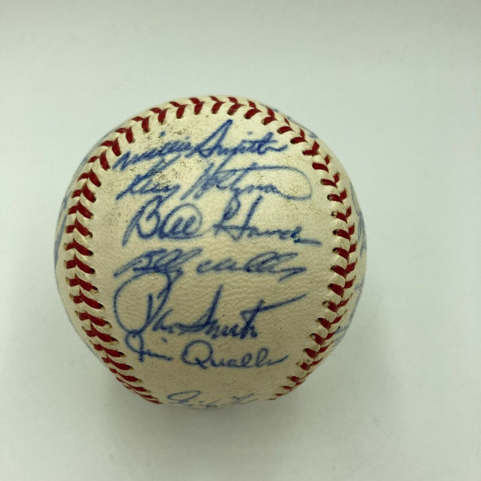 1969 Chicago Cubs Team Signed Vintage National League Baseball Ernie Banks JSA