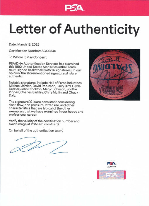 1992 Dream Team Olympics Team USA Signed Basketball Michael Jordan 15 Sigs PSA
