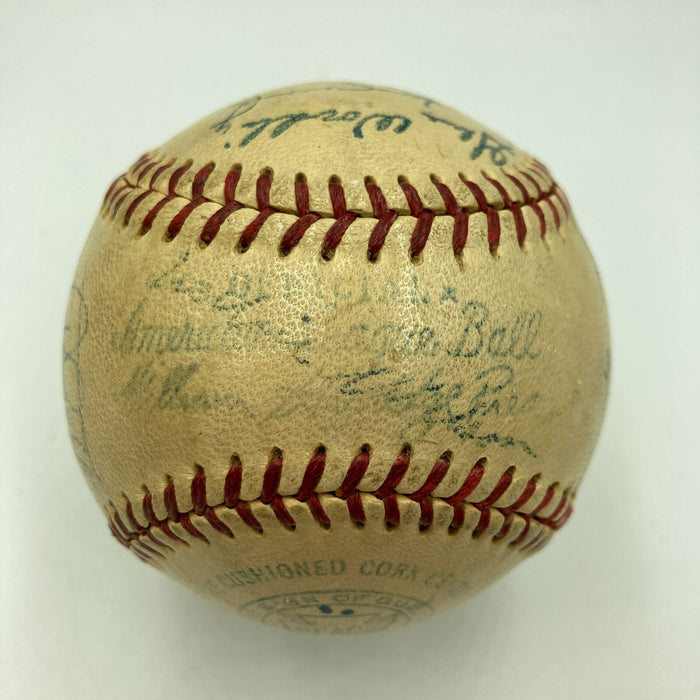 1952 New York Yankees World Series Champs Team Signed Baseball Mickey Mantle JSA