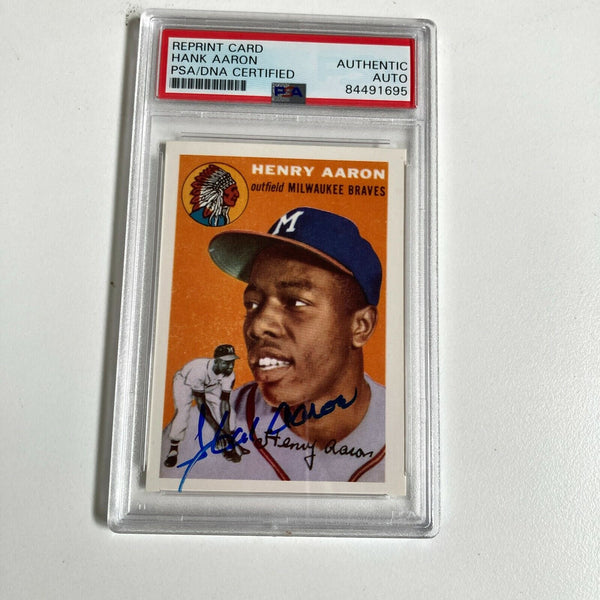 1954 Topps Hank Aaron Signed Autographed Rookie Rc RP Baseball Card PSA DNA COA