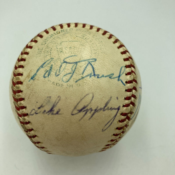 Gabby Hartnett Edd Roush Don Drysdale Signed Game Used Baseball From Bat Boy JSA