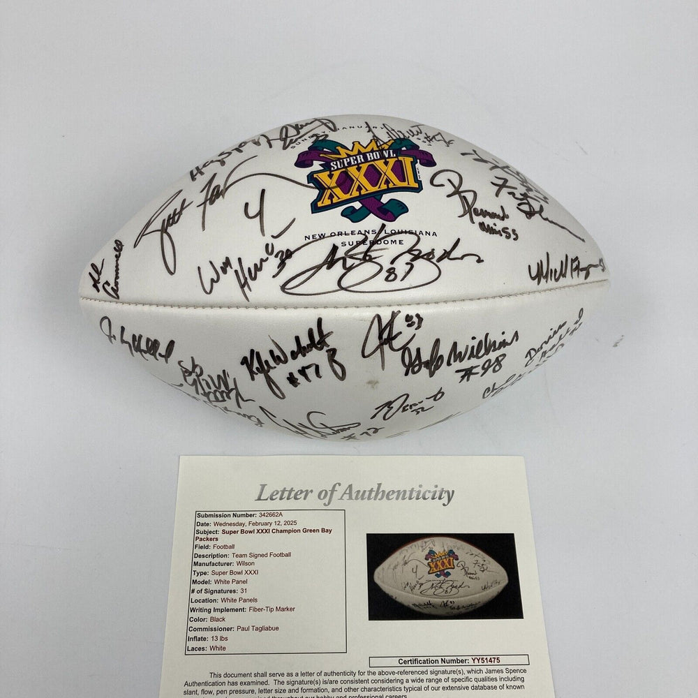 1996 Green Bay Packers Super Bowl Champs Team Signed SB XXXI Football JSA COA