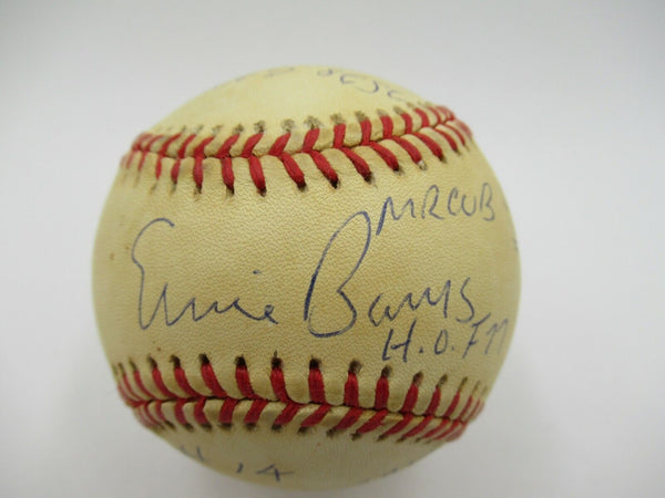 Ernie Banks Signed Heavily Inscribed Career STAT Baseball Reggie Jackson COA